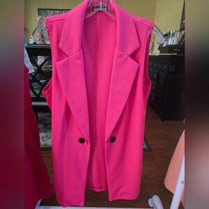 Pink Sleeveless Blazer Vest and Shorts Set, Medium